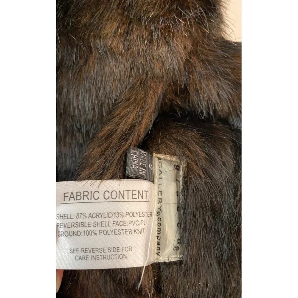 Giacca Reversible Faux Fur Vest Womens Brown & Black Large - Picture 5 of 12